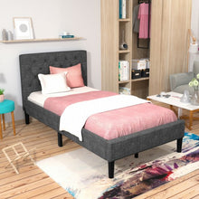Load image into Gallery viewer, Upholstered Bed Base with Button Stitched Headboard