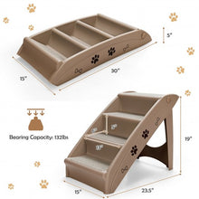 Load image into Gallery viewer, Collapsible Plastic Pet Stairs 4 Step Ladder for Small Dog and Cats-Coffee