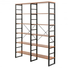 Load image into Gallery viewer, 80.7" Double Wide 6-Shelf Bookcase Industrial Metal Storage Shelf