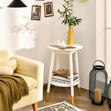 Load image into Gallery viewer, 2-Tier Round End Table with Storage Shelf for Home Office Decor Accent Side Table