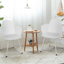 Load image into Gallery viewer, Set of 2 Metal Frame Modern Petal-Shape Plastic Dining Chair-White