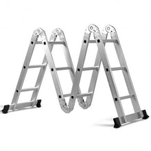 Load image into Gallery viewer, 12.5' 12-Step Multi Purpose Aluminum Folding Scaffold Ladder