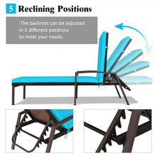 Load image into Gallery viewer, 2 pcs Patio Rattan Adjustable Back Lounge Chair-Turquoise