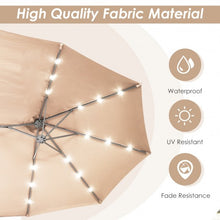 Load image into Gallery viewer, 15 Ft Solar LED Patio Double-sided Umbrella Market Umbrella with Weight Base-Beige