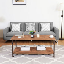 Load image into Gallery viewer, 2 Tier Living Room Accent End Coffee Table with Storage Shelf