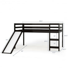 Load image into Gallery viewer, Twin Size Low Sturdy Loft Bed with Slide Wood -Espresso
