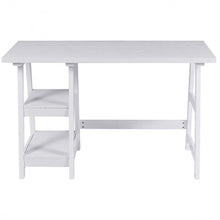 Load image into Gallery viewer, Modern Trestle Computer Desk Writing Laptop Table W/2 Open Tiers Shelves White-White