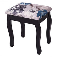 Load image into Gallery viewer, Wooded Vanity Table Set with Oval Mirror and Rotating Mirror-Black