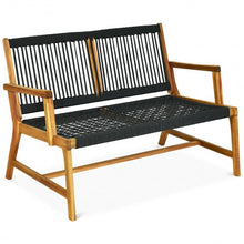 Load image into Gallery viewer, 2-Person Patio Acacia Wood Yard Bench-Black