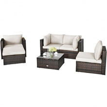 Load image into Gallery viewer, 6 Pcs Patio Rattan Furniture Set with Sectional Cushion-White
