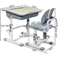 Load image into Gallery viewer, Kids Desk and Chair Set Children's Study Table Storage-Gray