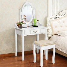 Load image into Gallery viewer, White Vanity Makeup Dressing Table with Rotating Mirror