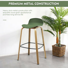 Load image into Gallery viewer, Set of 2 Modern Barstools Pub Chairs with Low Back and Metal Legs-Green