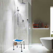 Load image into Gallery viewer, Shower Stool 6 Adjustable Height Non-Slip Padded Blue Seat