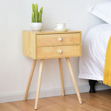 Load image into Gallery viewer, Mid Century Modern 2 Drawers Nightstand in Natural