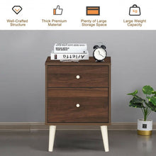 Load image into Gallery viewer, 2-Drawer Nightstand Beside End Side Table with Rubber Legs-Walnut