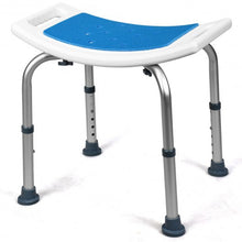 Load image into Gallery viewer, Shower Stool 6 Adjustable Height Non-Slip Padded Blue Seat
