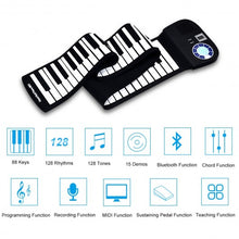 Load image into Gallery viewer, 88 Keys Midi Electronic Roll up Piano Silicone Keyboard for Beginners-Black