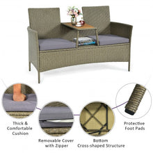 Load image into Gallery viewer, 2-Person Patio Rattan Conversation Furniture Set with Coffee Table