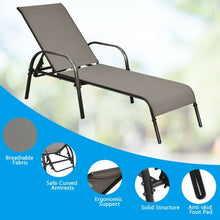 Load image into Gallery viewer, Adjustable Patio Chaise Outdoor Folding Lounge-Brown