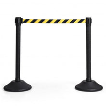 Load image into Gallery viewer, 2 Pcs Stanchion Post Crowd Control Barriers Queue Pole w/Retractable Belt-Yellow