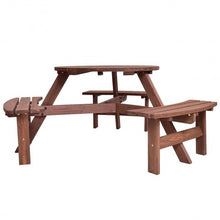 Load image into Gallery viewer, 6-Person Patio Wood Picnic Table Beer Bench Set