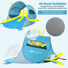 Load image into Gallery viewer, Pop Up Beach Tent Anti-UV UPF 50+ Portable Sun Shelter for 3-4 Person-Blue