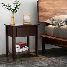 Load image into Gallery viewer, Nightstand with Drawer and Storage Shelf for Bedroom Living Room-Espresso