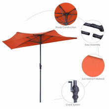 Load image into Gallery viewer, 9Ft Patio Bistro Half Round Umbrella -Orange
