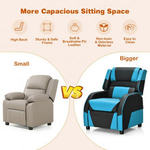 Load image into Gallery viewer, Kids Youth PU Leather Gaming Sofa Recliner with Headrest and Footrest-Blue