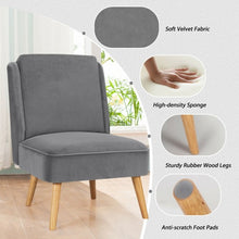Load image into Gallery viewer, Velvet Accent Chair with Rubber Wood Legs for Living Room-Gray