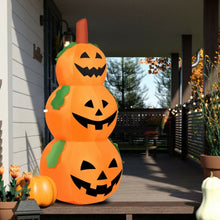 Load image into Gallery viewer, 5 Ft Halloween Inflatable 3-Pumpkin Stack Ghost