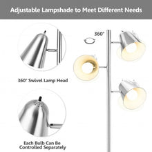 Load image into Gallery viewer, 64" 3-Light LED Floor Lamp Reading Light for Living Room Bedroom-Silver