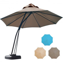 Load image into Gallery viewer, 11 Feet Outdoor Cantilever Hanging Umbrella with Base and Wheels-Tan