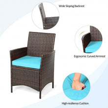 Load image into Gallery viewer, 3Pcs Patio Rattan Furniture Set Cushioned Sofa and Glass Tabletop Deck-Blue
