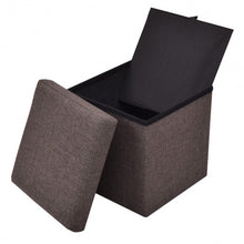 Load image into Gallery viewer, Folding Storage Square Footrest Ottoman-Brown