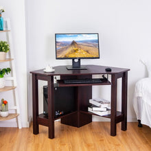 Load image into Gallery viewer, Wooden Study Computer Corner Desk with Drawer-Coffee