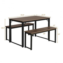 Load image into Gallery viewer, Modern 3 Piece Dining Table with 2 Benches