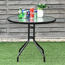 Load image into Gallery viewer, 32" Outdoor Patio Round Tempered Glass Top Table with Umbrella Hole