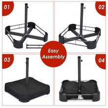 Load image into Gallery viewer, 15 Ft Solar LED Patio Double-sided Umbrella Market Umbrella with Weight Base-Orange