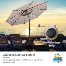 Load image into Gallery viewer, 10FT Patio Solar Umbrella LED Patio Market Steel Tilt W/ Crank Outdoor New-beige