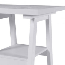 Load image into Gallery viewer, Modern Trestle Computer Desk Writing Laptop Table W/2 Open Tiers Shelves White-White