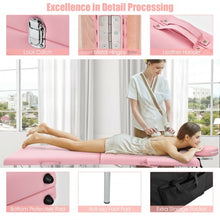 Load image into Gallery viewer, 84'' L Portable Adjustable Massage Bed with Carry Case for Facial Salon Spa -Pink