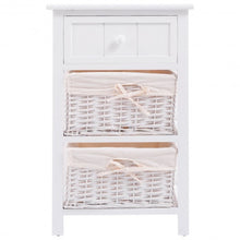 Load image into Gallery viewer, White Nightstand End Table with 2 Baskets