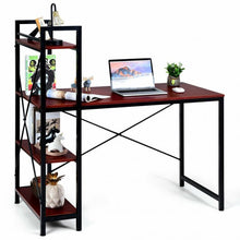 Load image into Gallery viewer, 47.5" Writing Study Computer Desk with 4-Tier Shelves-Coffee