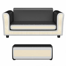 Load image into Gallery viewer, Black/White Kids Double Sofa with Ottoman-Black