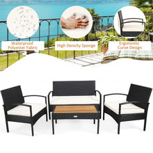 Load image into Gallery viewer, 4 Pcs Patio Rattan Furniture Set Sofa Chair Coffee Table with Cushion-White