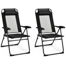 Load image into Gallery viewer, 2 PCS Patio Adjustable Folding Recliner Chairs-Black
