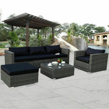 Load image into Gallery viewer, Rattan Wicker Patio Sofa Set with Black Cushion