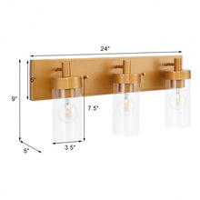 Load image into Gallery viewer, 3-Light Vanity Lamp w/ Gold Finish and Clear Glass Shade